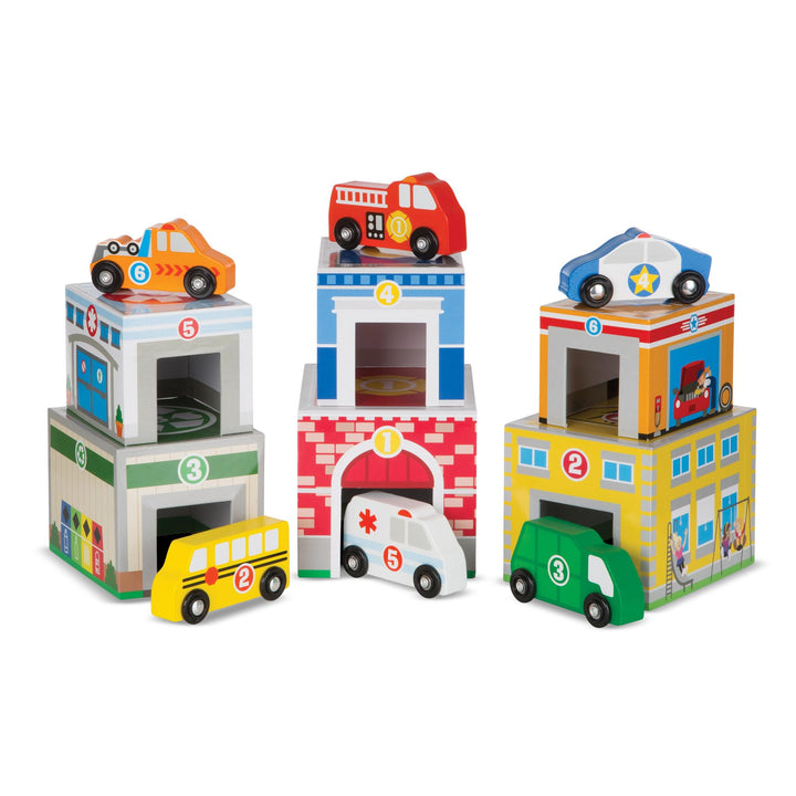 Melissa & Doug Nesting & Sorting Buildings & Vehicles , Wooden Toy & Trains , Trucks & Vehicles , 2+