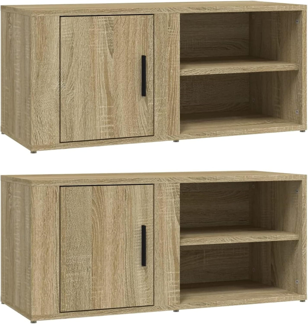 Tidyard 2 Stk. TV Schrank mit 3 Fächer Lowboard TV Möbel Fernsehschrank Fernsehtisch TV Board Fernse