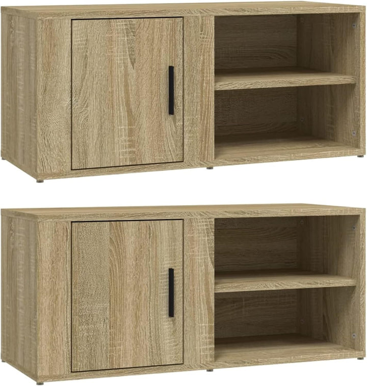 Tidyard 2 Stk. TV Schrank mit 3 Fächer Lowboard TV Möbel Fernsehschrank Fernsehtisch TV Board Fernse