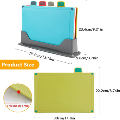 Schneidebrett aus Kunststoff, BPA-Free, 30x22cm 4 Stück Schneidebretter Set Frühstücksbrettchen mit