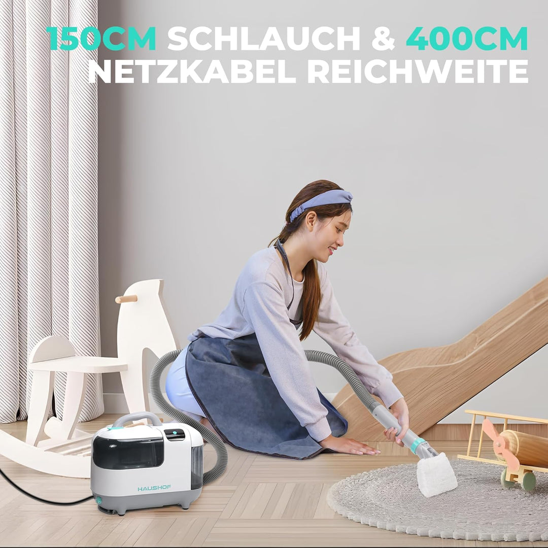HAUSHOF Waschsauger mit Dampffunktion, StainZapper Vapo Teppichreiniger Polsterreiniger Gerät mit Wa
