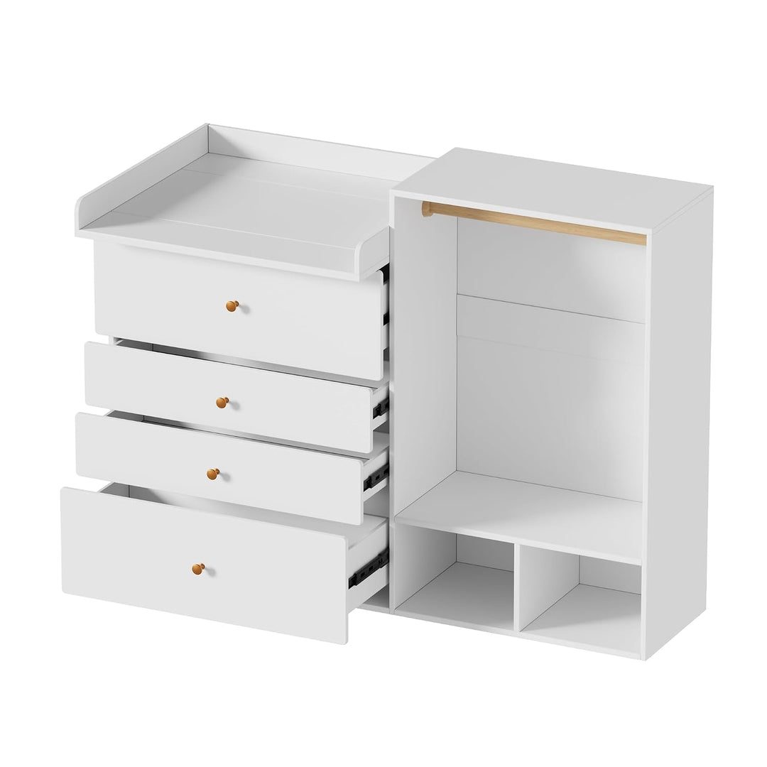 MSFE Wickelkommode Wickeltisch, Kleiderschrank Für Kinderzimmer,Vielseitiger Wickeltisch für flexibl