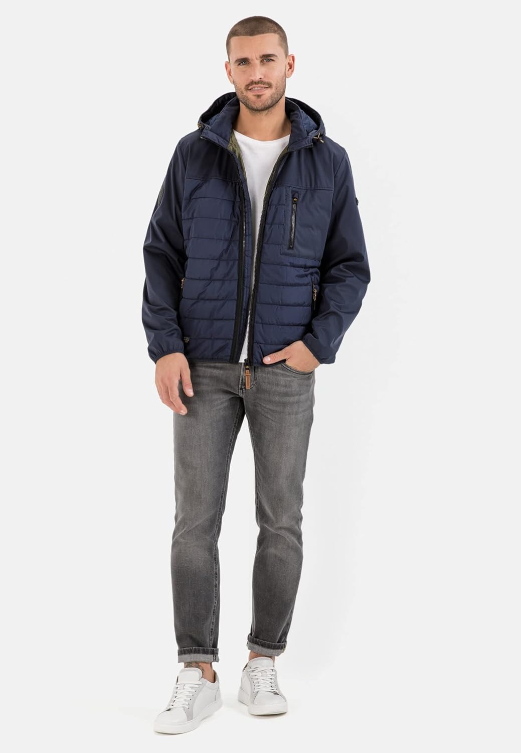 camel active Herren Hybrid-Blouson mit Kapuze 29 Blau, 29 Blau