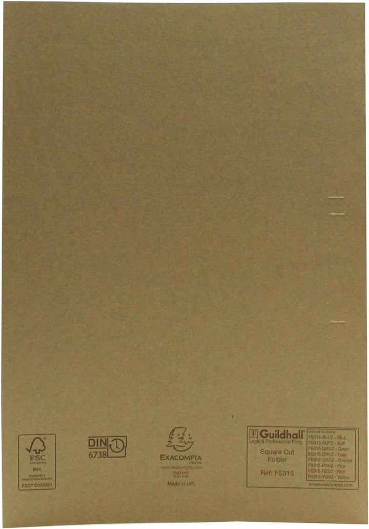 Guildhall Aktendeckel Manila 315 g/m² Folio-Format 100 Stück grau grau 100 Stück, grau 100 Stück