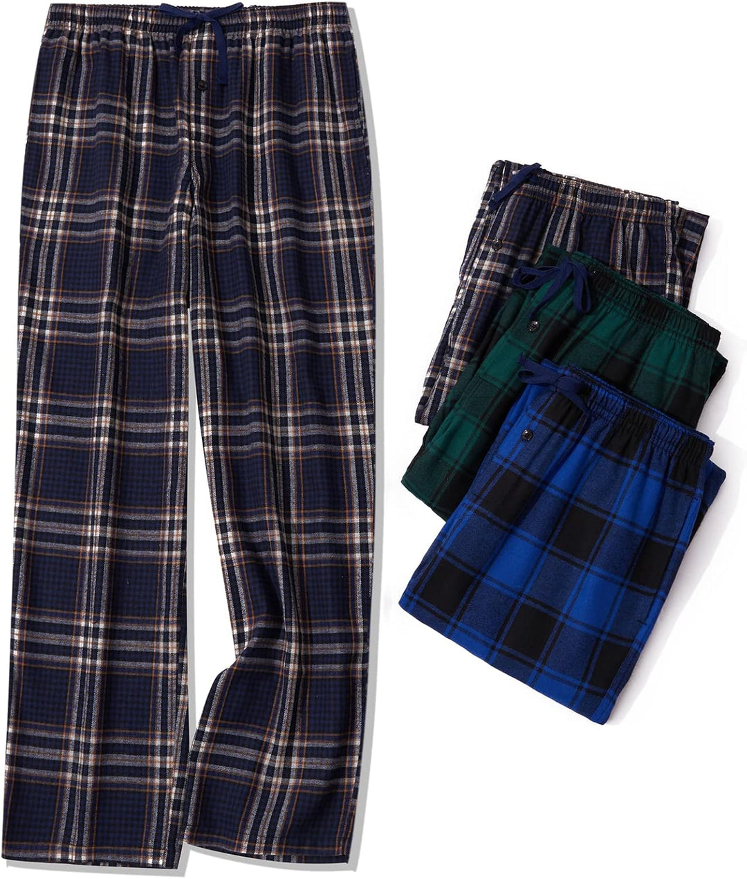 JupiterSecret Herren Pyjamahose Lang Schlafanzughosen für Herren Karierte Nachtwäsche 3er Packs Flan