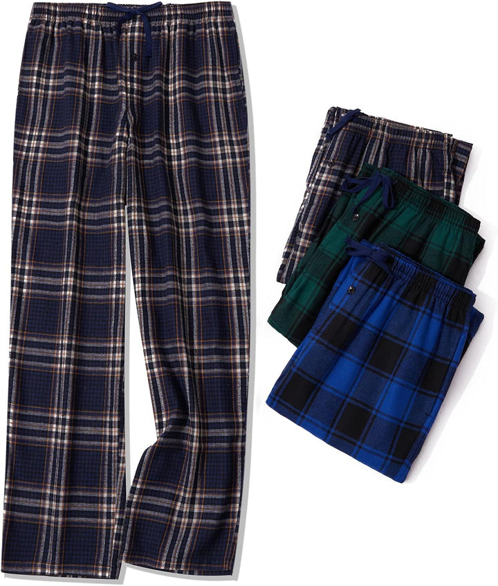 JupiterSecret Weihnachten Herren Flanell Pyjamahose lange Pyjamahose für Männer Nachtwäsche 3 Packs