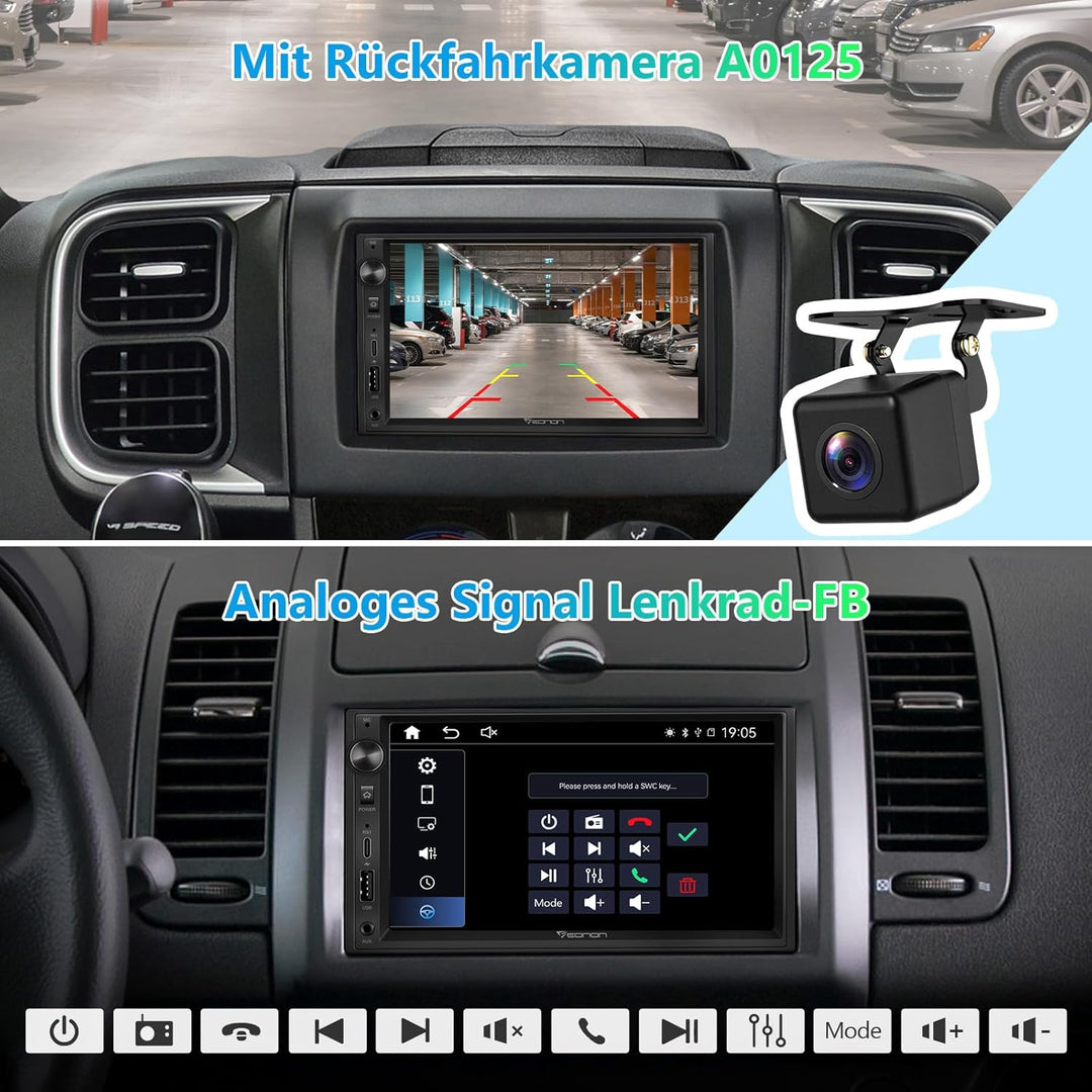 Eonon 7 Zoll Linux Doppel-Din-Autoradio, kabellos, CarPlay, Android Auto, Schnellladung, USB, DSP, B