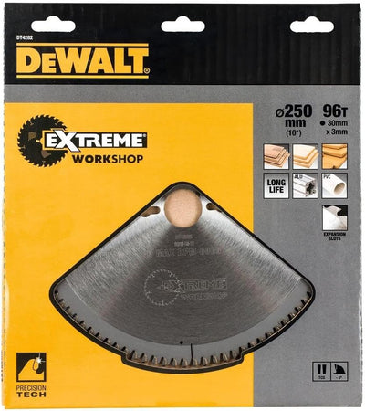 DeWalt Stationärkreissägeblatt / Kreissägeblatt Extreme (250/30mm 96TFZ, extra feines Finish (Furnie