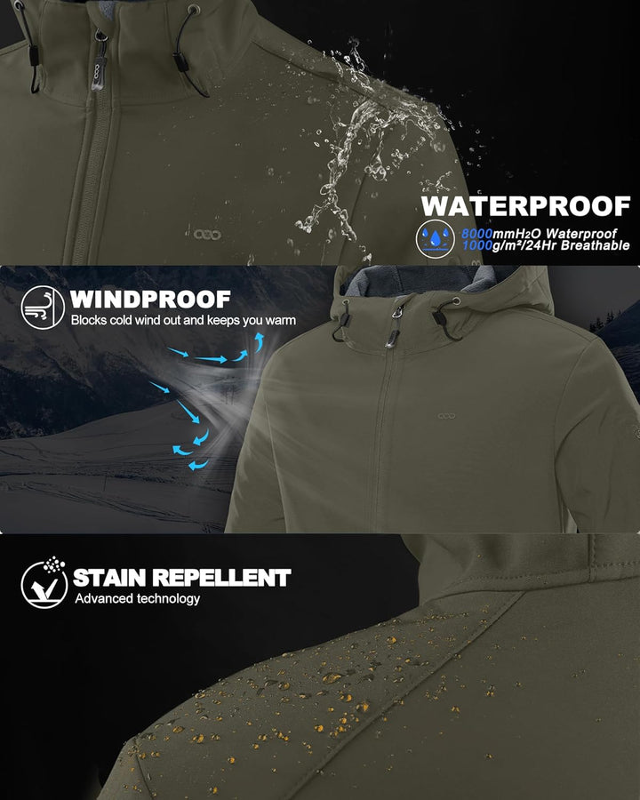 33,000ft Jacke Herren Wasserdichte Atmungsaktiv Softshelljacke - Übergangsjacke Winddichte Regenjack