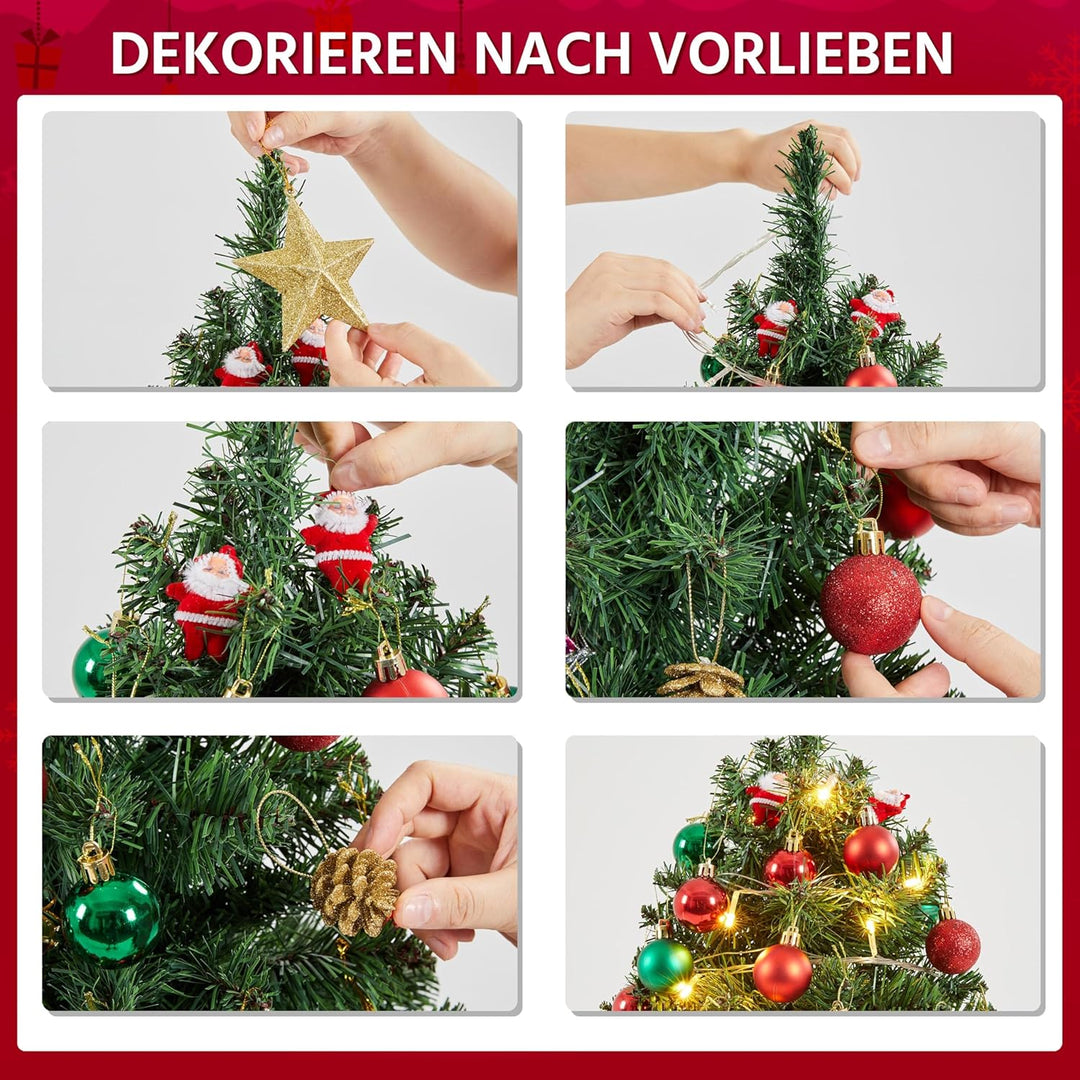 Yaheetech 90cm künstlicher Weihnachtsbaum, Mini Weihnachtsbaum, Weihnachtsdeko, Christbaum, schwer e