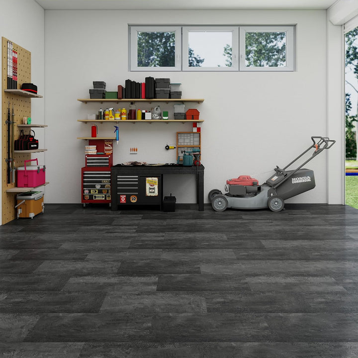 Mulgreat - PVC Bodenbelag - 12 Fliesen Selbstklebende Vinyl-Fliesen - Vinylboden - Betoneffekt - Vin