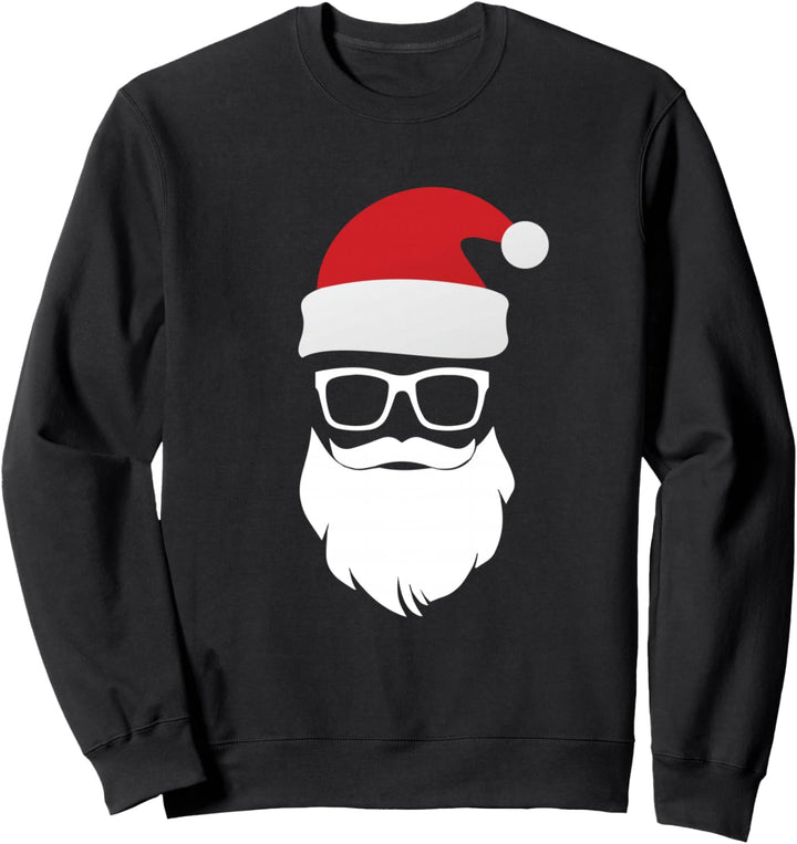 Weihnachtsmann Mütze Sonnenbrille Bart Santa Geschenkidee Sweatshirt