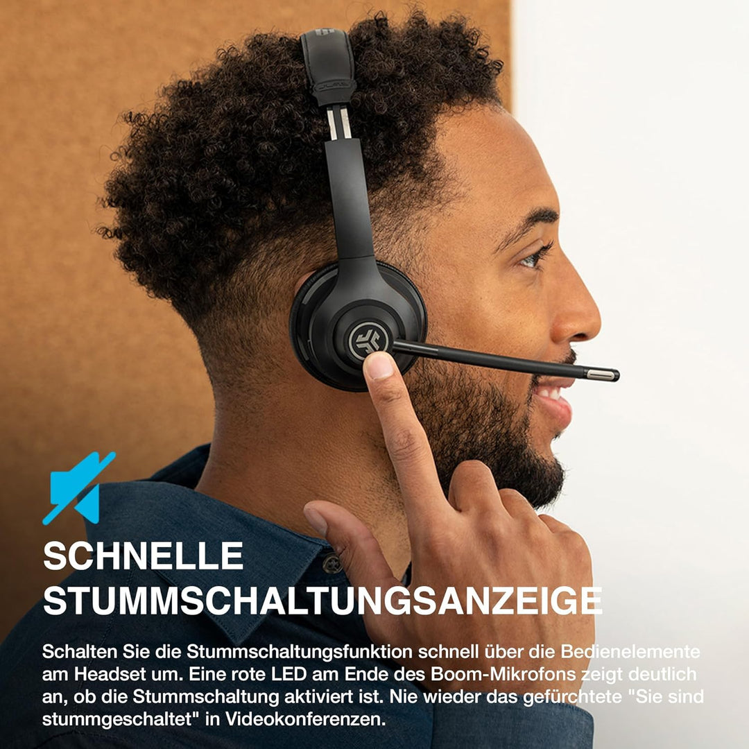 JLab Go Work 2nd Gen Headset mit Mikrofon Bluetooth & USB C Dongle, 55+ Std. Akku, On Ear Wireless H