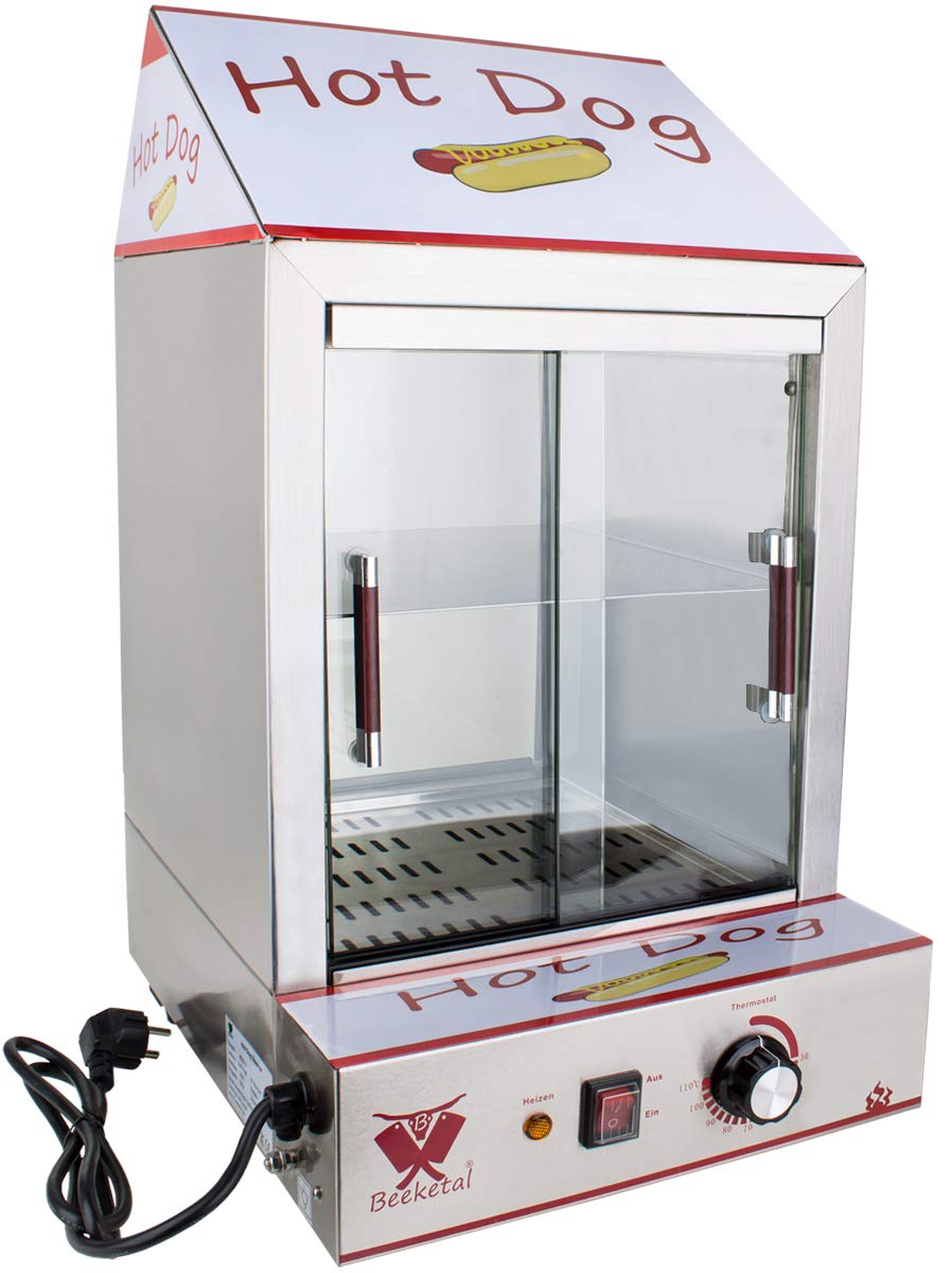 Beeketal 'HDS-2' Profi Gastro Edelstahl Hot Dog Steamer Maker zum Erhitzen und Warmhalten von ca. 10