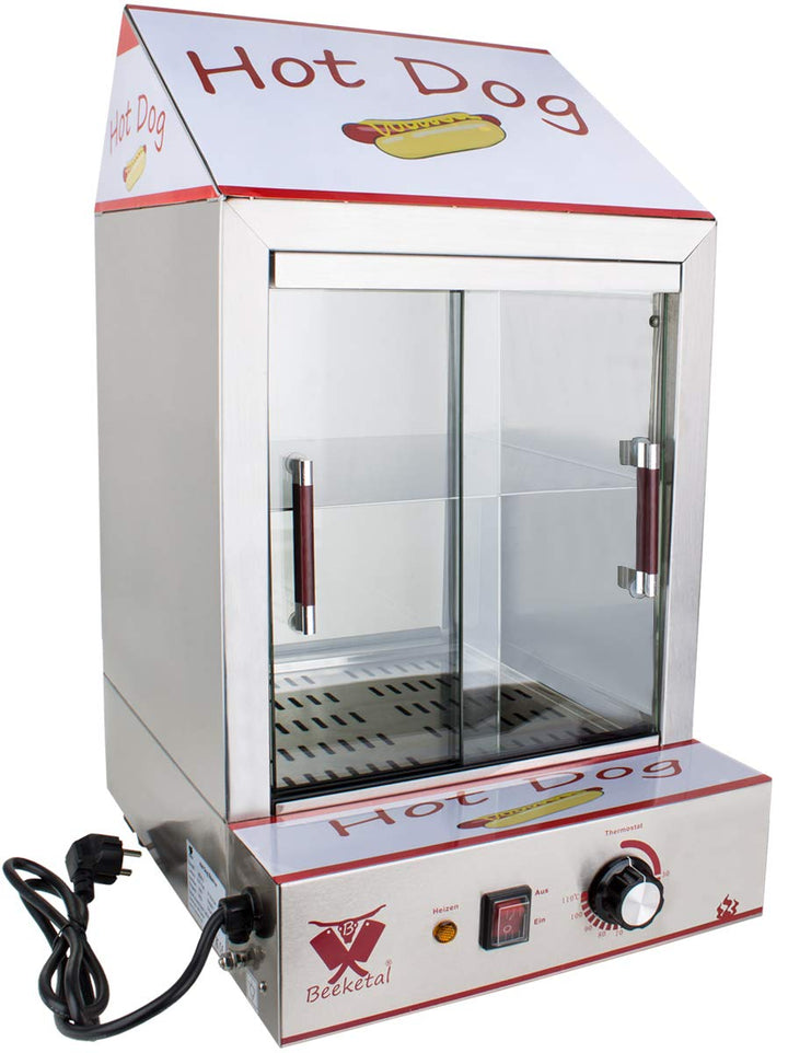 Beeketal 'HDS-2' Profi Gastro Edelstahl Hot Dog Steamer Maker zum Erhitzen und Warmhalten von ca. 10