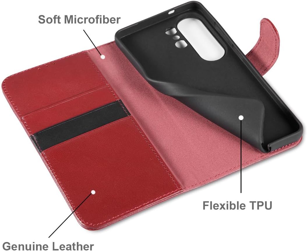 LENSUN Echtleder Hülle für Samsung Galaxy S26 Ultra 5G, Handyhülle Echtes Leder [RFID Schutz][Magnet
