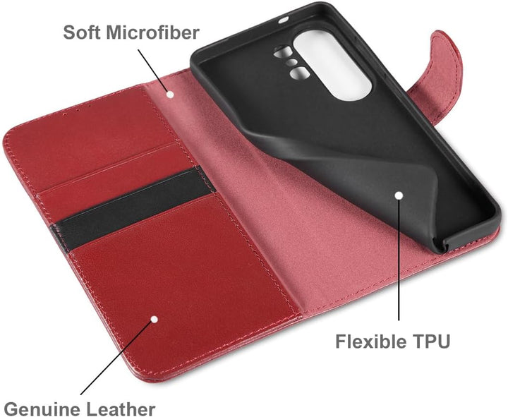 LENSUN Echtleder Hülle für Samsung Galaxy S26 Ultra 5G, Handyhülle Echtes Leder [RFID Schutz][Magnet