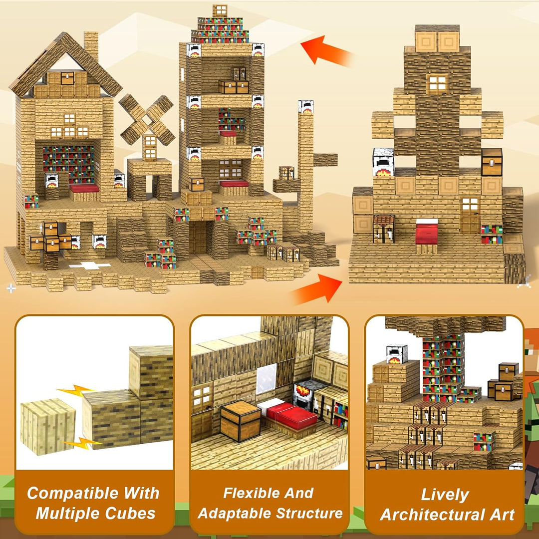 Uiczdry 80 Stück Magnetische Bausteine - Build Mine Magnete Welt World Set,Magnetic Building Blocks,