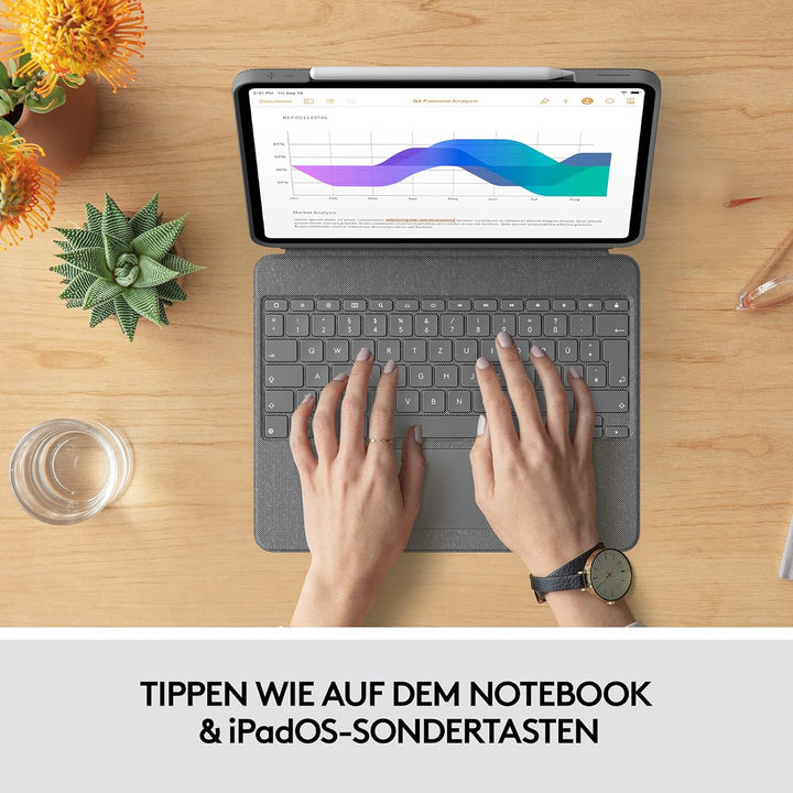 Logitech Combo Touch Tastatur-Case für iPad Pro 12,9 Zoll (5. und 6. Generation 2021, 2022) Abnehmba