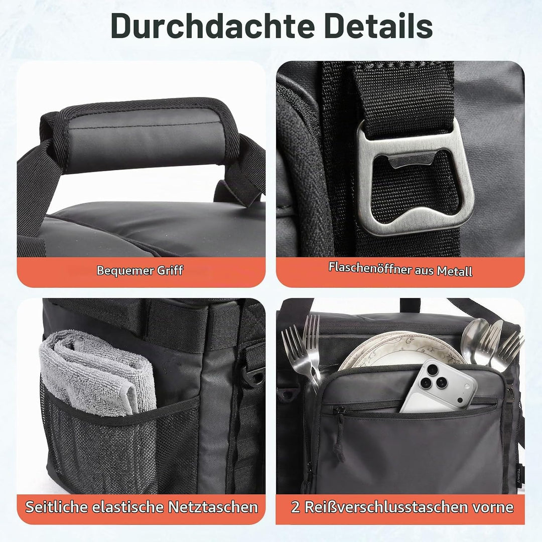 TOURIT Kühltasche 21L 30 Dosen Faltbar Picknicktasche für Reise | Kühltasche 21L, 2 getrennte Fächer