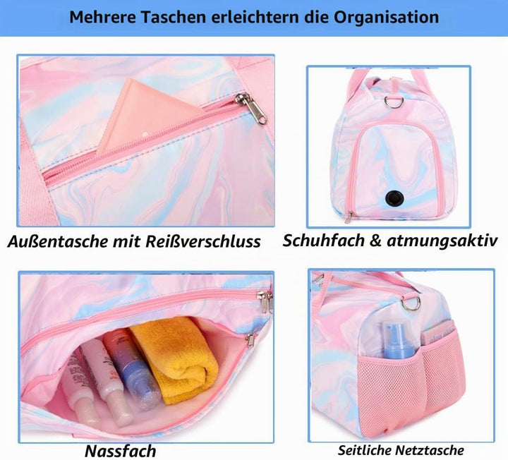 Sporttasche Mädchen Kinder Reisetasche Trainingstasch Schwimmtasche Kinder Weekend Bag Tanztasche Gy