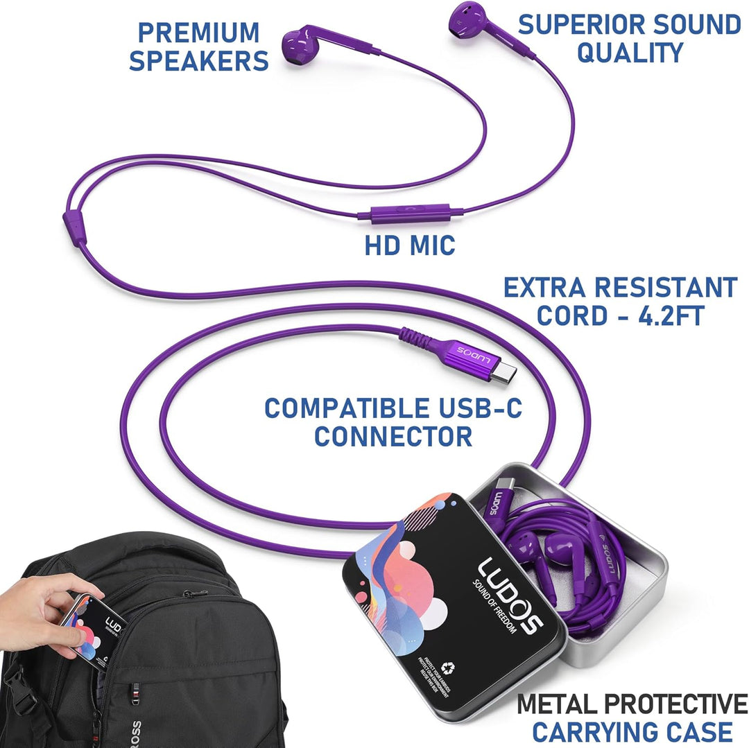 LUDOS FEROX USB C Kopfhörer, 5 Jahre Garantie für iPhone 16 15 Pro Max Plus Samsung Galaxy S24 S23 U