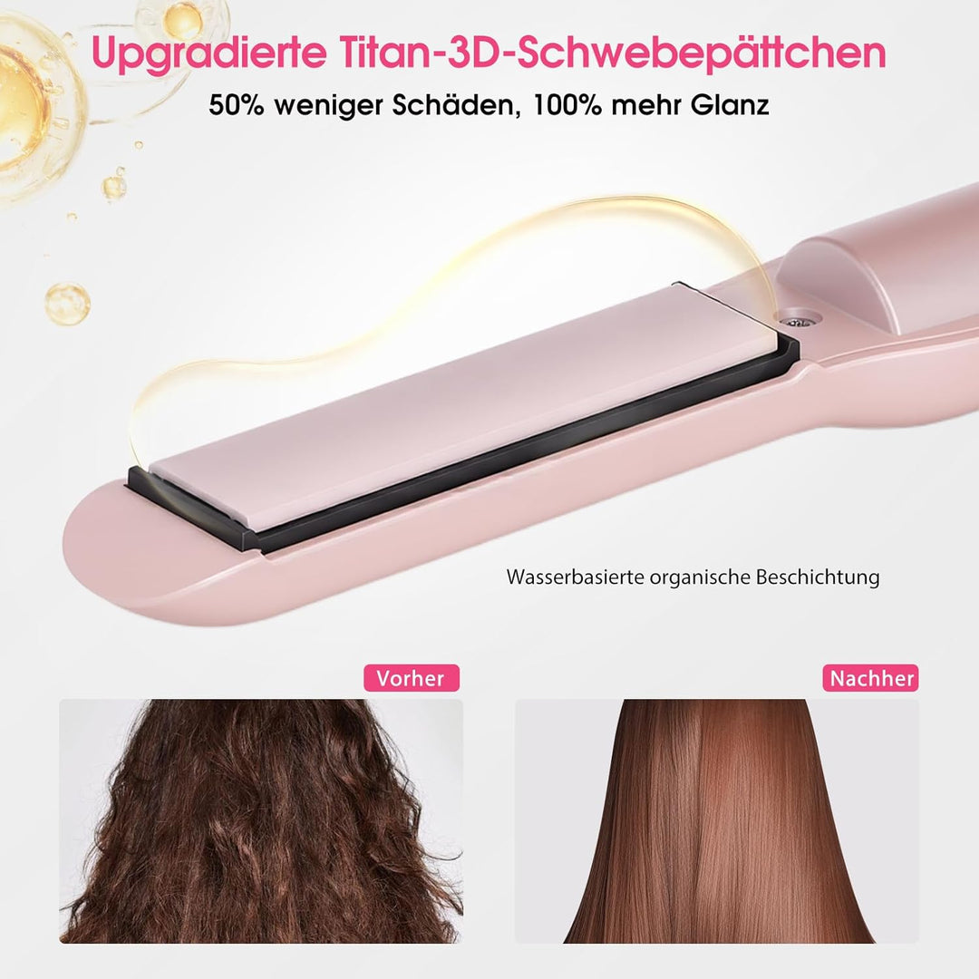 AraSyleon Glätteisen Kabellos Mini 2 in 1 mit Akku, 3D Titan Platten Mini Glätteisen, 20s Aufheizung