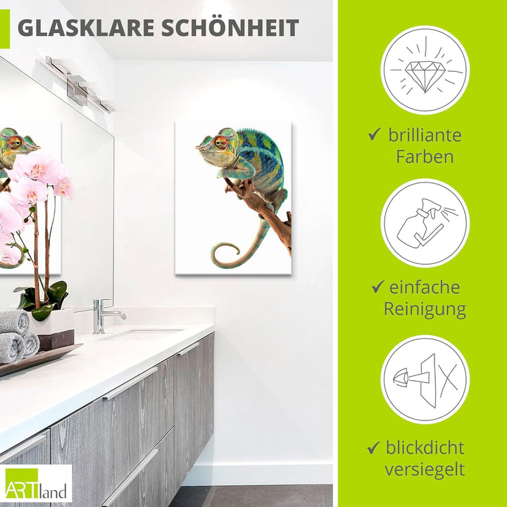 ARTland Glasbilder Wandbild Glas Bild einteilig 45x60 cm Hochformat Natur Afrika Tiere Reptilien Mad
