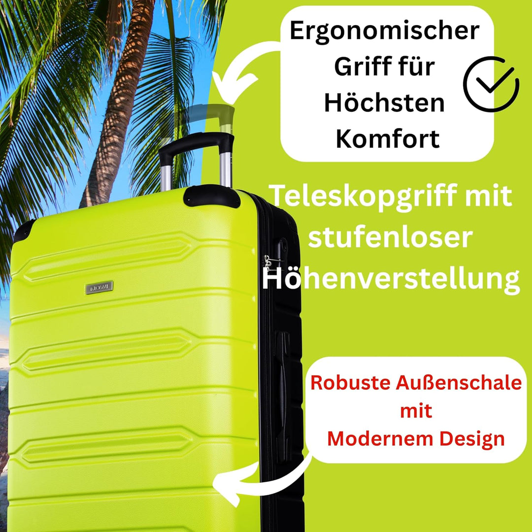 NOWI Hartschalenkoffer XL Gross - 96L Volumen - 8 Rollen 360° Drehbar - Leichter ABS Trolley mit Zah
