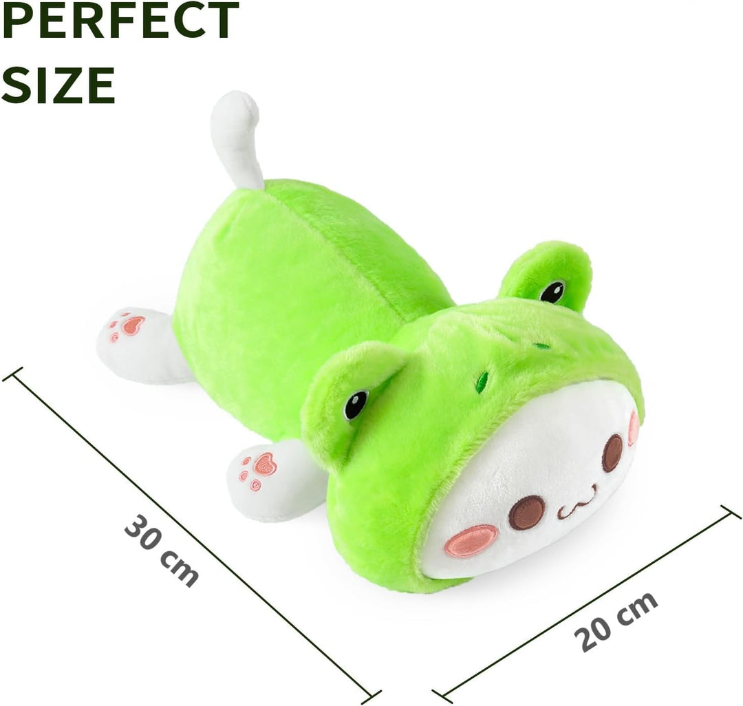 shownicer Plüschtier Frosch Katze Kuscheltier Stofftier Kawaii Katze Plüsch, Kätzchen Plüschkissen S