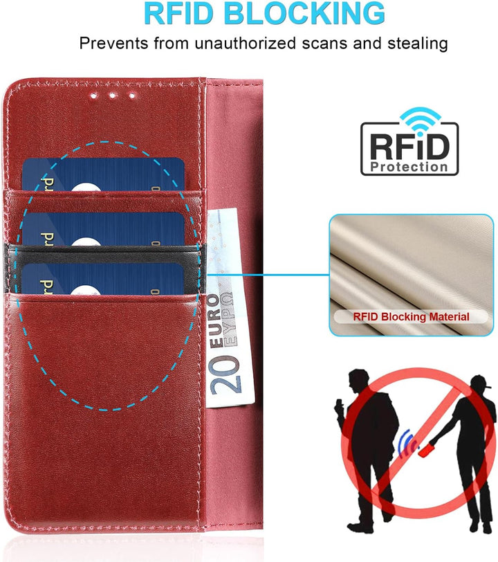 LENSUN Echtleder Hülle für Samsung Galaxy S26 5G, Handyhülle Echtes Leder [RFID Schutz][Magnetversch