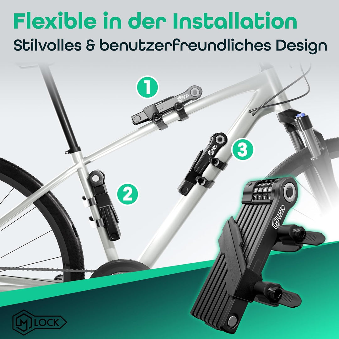 M-LOCK Faltschloss 120cm - Fahrradschloss Diebstahlsicher [Individueller Pin] Zahlenschloss Schnelle