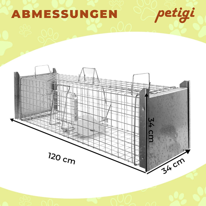 Petigi Tierfalle Lebendfalle für kleine bis mittelgrosse Tiere wie Maus, Katze, Marder, Fuchs, Otter