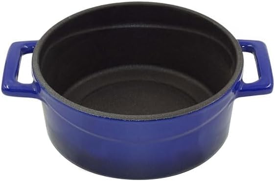 Pentole Agnelli COGHSRP10414B Kochgeschirr Slowcook Auflauf aus Gusseisen, 14 cm, 0,8 l, blau Blau 1