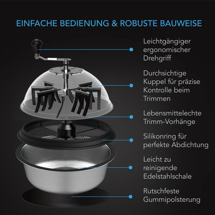 AC Infinity Bud Leaf Bowl Trimmer 40,6 cm, klare Sichtbarkeit Kuppel mit scharfen Edelstahlklingen,