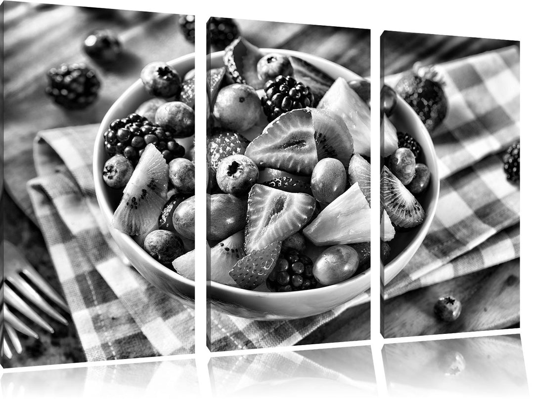 Pixxprint Gesunde Obstvielfalt / 3-Teilig/Gesamtmass 120cm Leinwandbild bespannt auf Holzrahmen/Wand