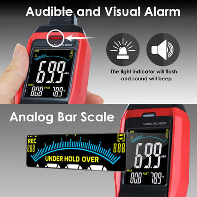 Dezibel-Meter Schallpegelmesser, Hohe Genauigkeit db Meter Klassenzimmer Lärmmesser mit A/C/Z Gewich