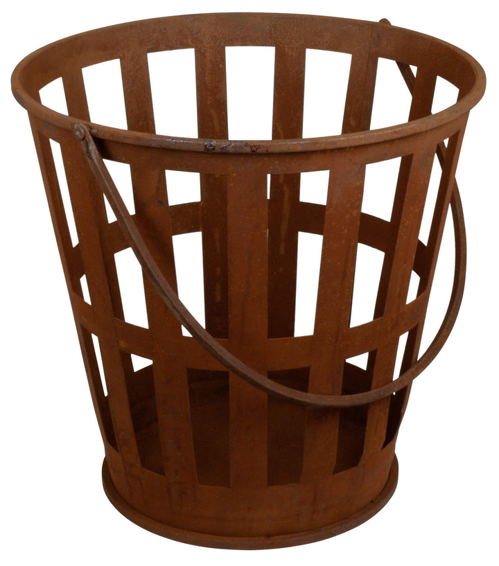 Trendyshop365 Kaminholzkorb Metall Rund Feuerkorb Rostoptik Ø38 x 39 cm Brennholzkorb Rost (1 Stück)