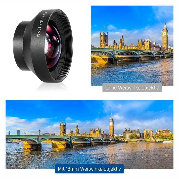 NEEWER 18mm HD 100° Weitwinkelobjektiv für 17mm Objektiv hintere Platine, 0,5X Vergrösserung, kompat