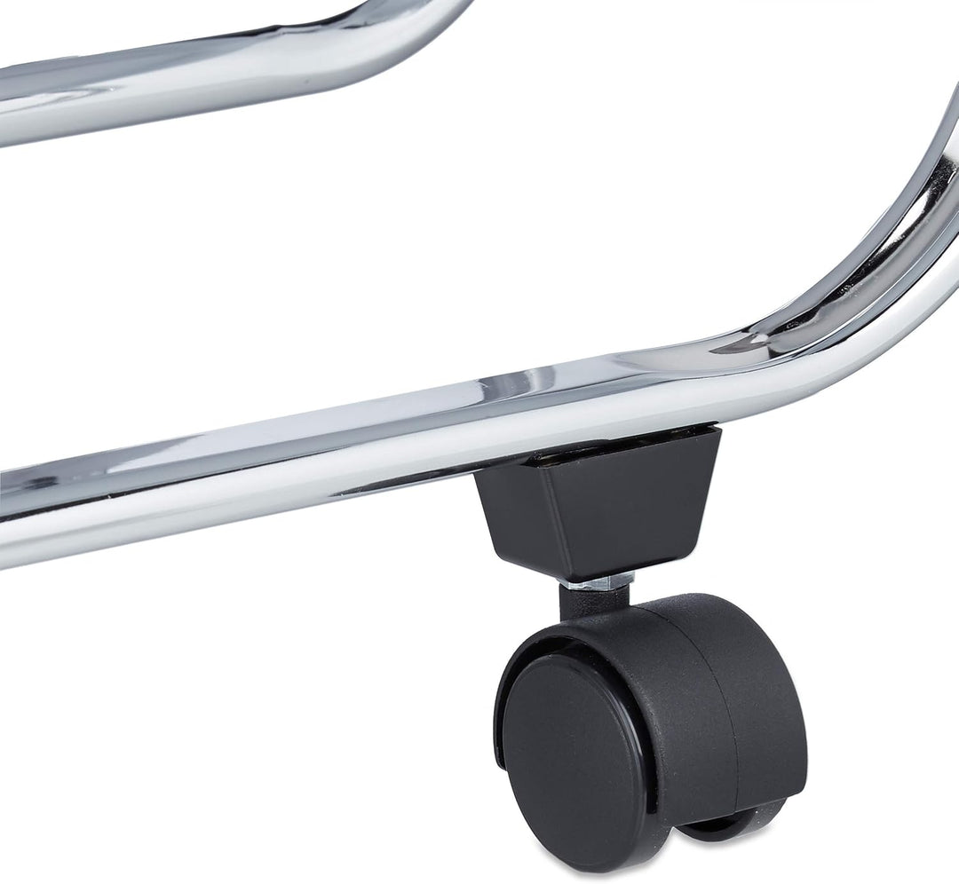 Relaxdays Servierwagen klappbar Weiss, 4 Rollen, Metall, 2 Böden, Korb, HxBxT 68,5 x 68 x 40,5 cm, K