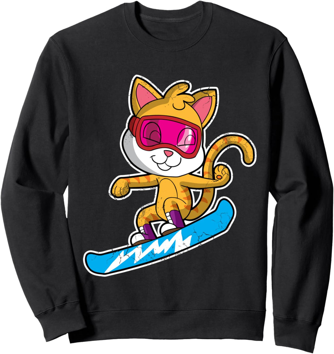 Snowboard Cat Snowboarder Kitten Snowboarding Winter Sports Sweatshirt