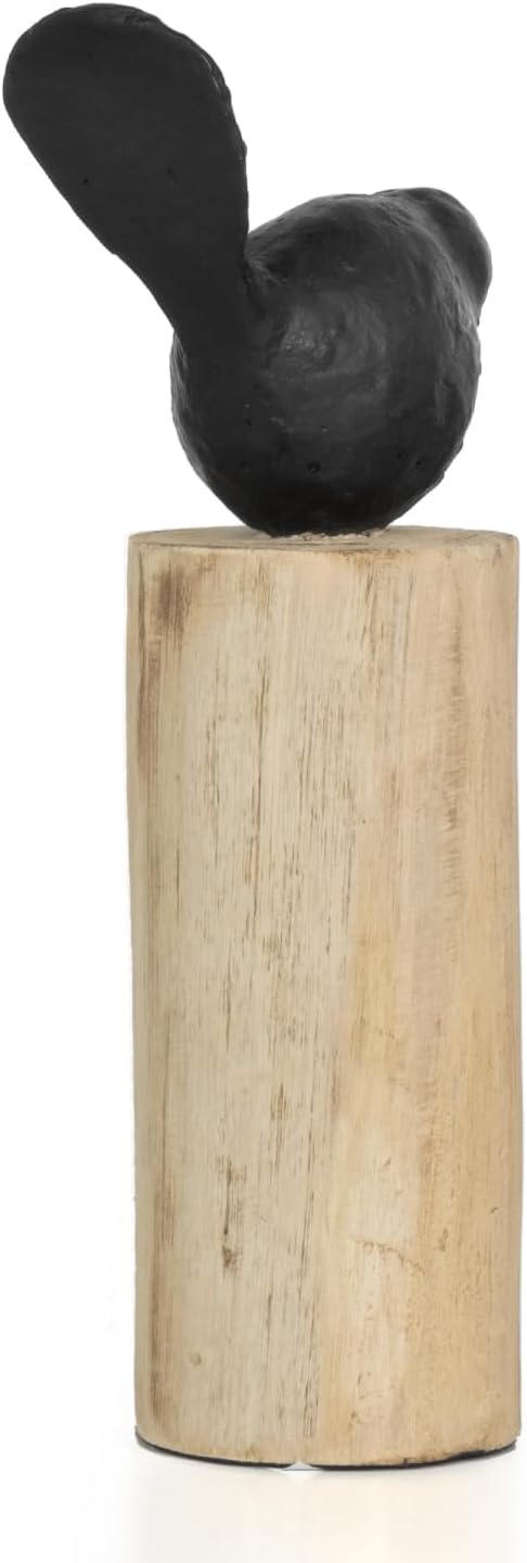 Moritz Skulptur I Vogel auf Baumstammm mittel I 15 x 7 x 27,5 cm I Holzdeko I Skulpturen Deko I Mode