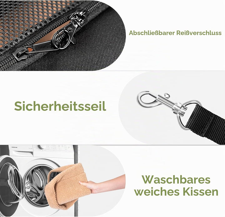 Petsfit Transporttasche Katze für Auto, Hundetasche mit Gurtschnalle Transportbox Katze mit weichen