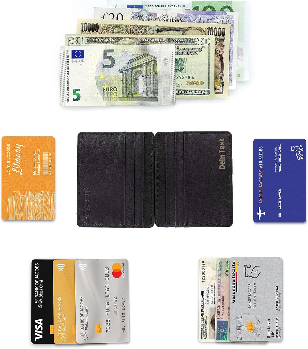 Jaimie Jacobs Flap Boy Slim mit Gravur - Das Original - Magic Wallet Magischer Geldbeutel Dünn Schma