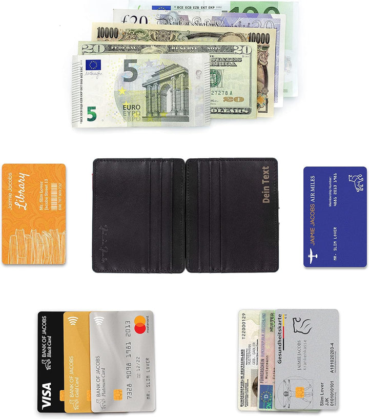 Jaimie Jacobs Flap Boy Slim mit Gravur - Das Original - Magic Wallet Magischer Geldbeutel Dünn Schma