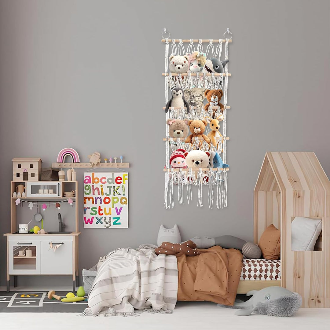 Kuscheltier Aufbewahrung,Bohemian-Stil 4 Lagen Stofftier Aufbewahrung Kuscheltiere Kuscheltier Regal