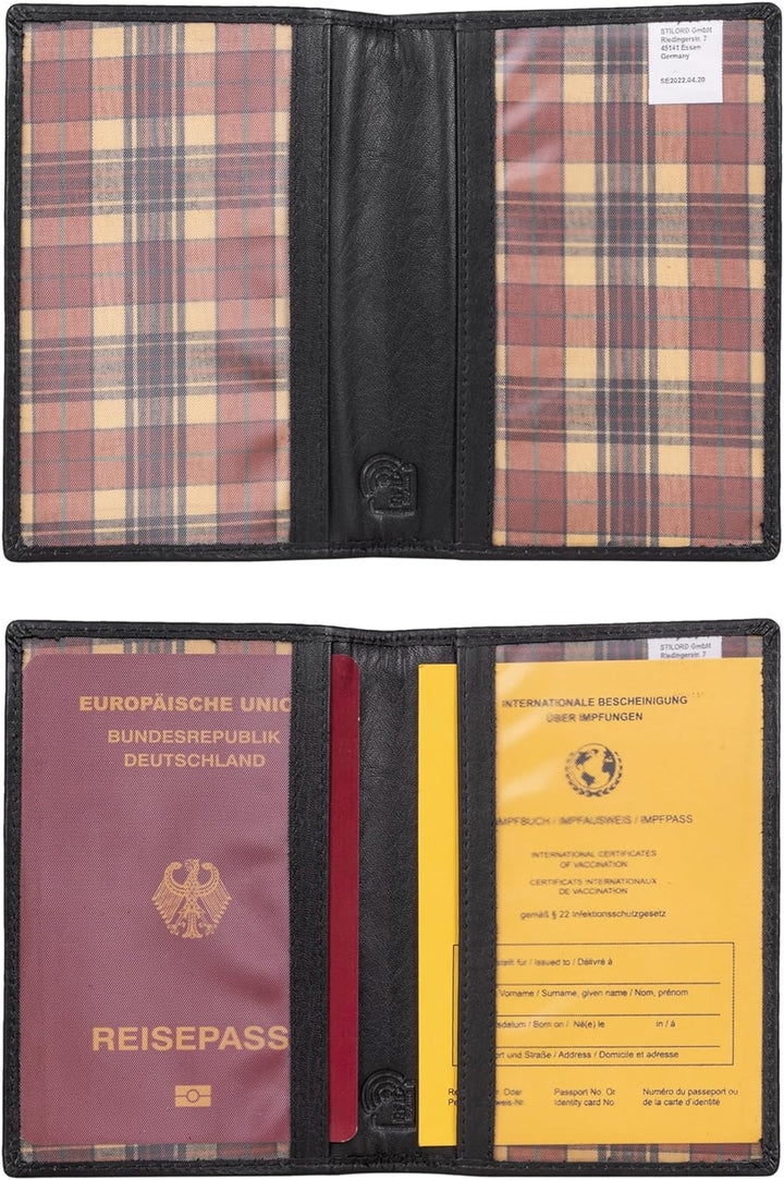 STILORD 'Arthur' Reisepasshülle Leder Reisezubehör Ausweismappe Echt Leder Reisedokumententasche Led