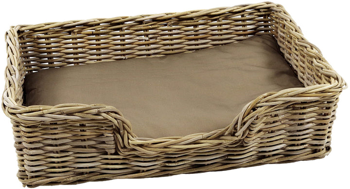 Kobolo Hundekorb Hundesofa aus stabilem Rattan geflochten inkl. Kissen 81x62x21 cm