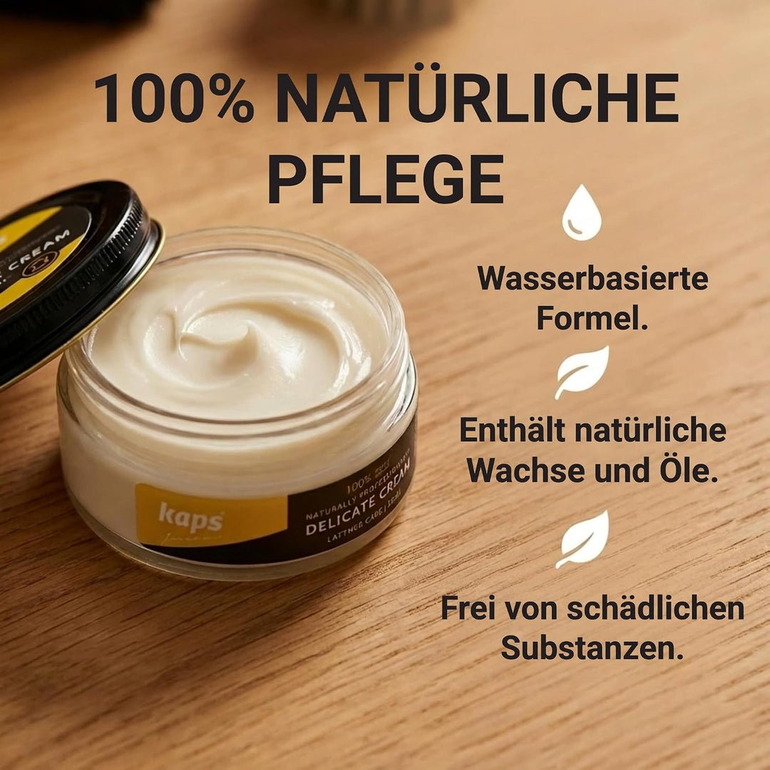 Kaps Napoli Schuhpflegeset – Feinste Schuhbürsten, Lederpflege Set zum Reinigen & Polieren von Glatt