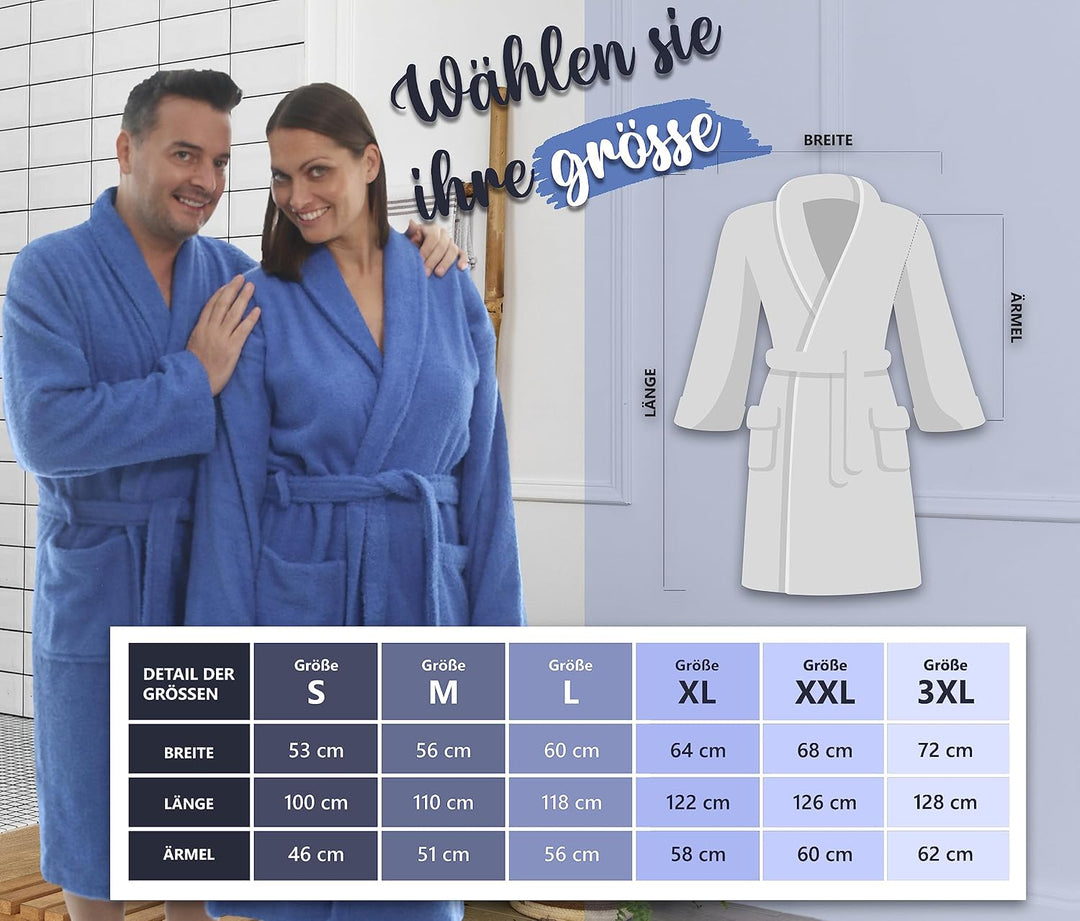 LEBENGOOD Unisex-Bademantel für Damen und Herren, 100% amerikanische Frottee, 400 g, mit Gürtel, Tas